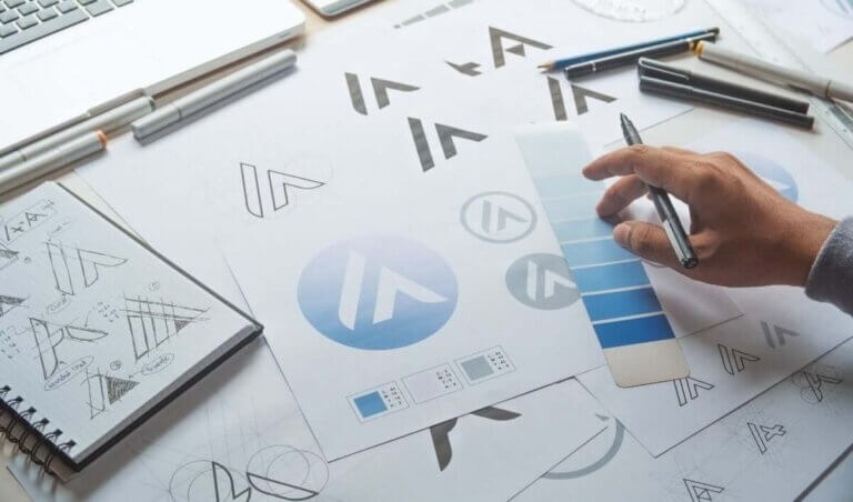 Business choosing their color and design for their brand