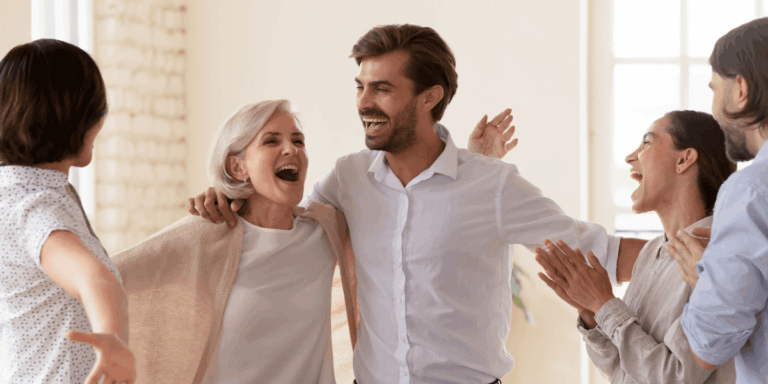 A cheerful and diverse work team