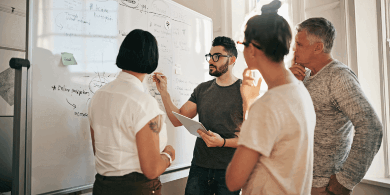 a team of people working on a marketing strategy